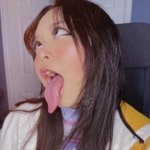 Ahegao face with big asian tongue
