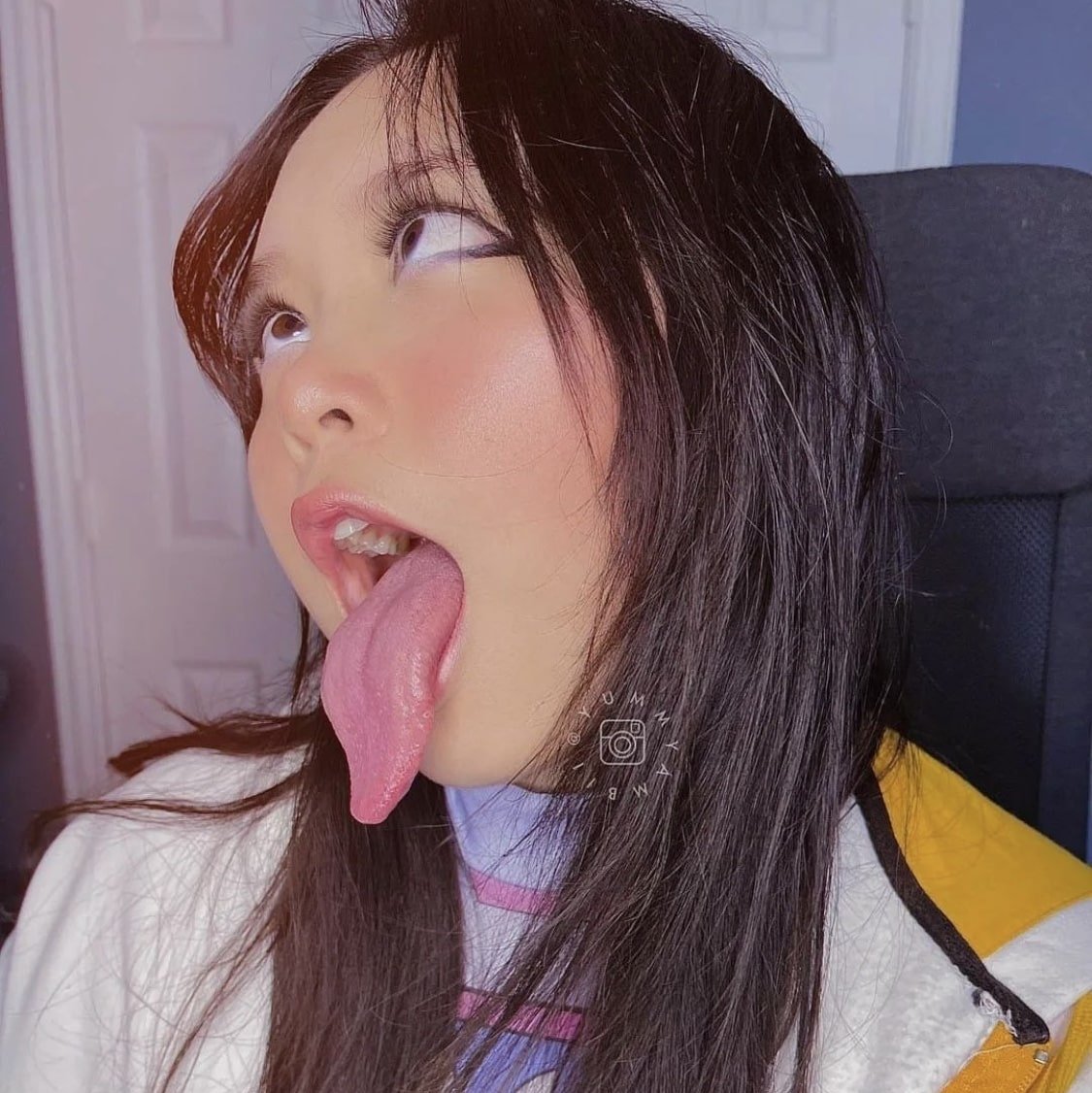 Ahegao face with big tongue