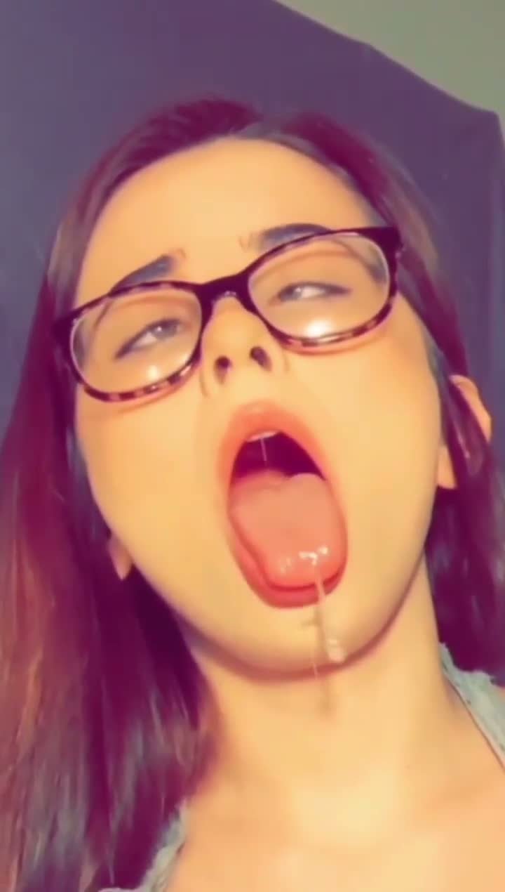 Adorable girl sloppy ahegao face