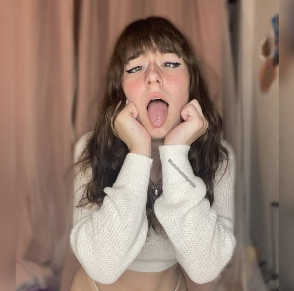 cute bad girl doing ahegao face