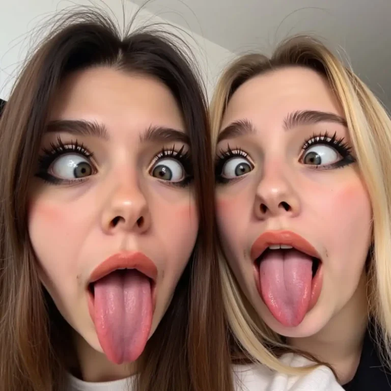 Close-Up Shot of Double Ahegao Face