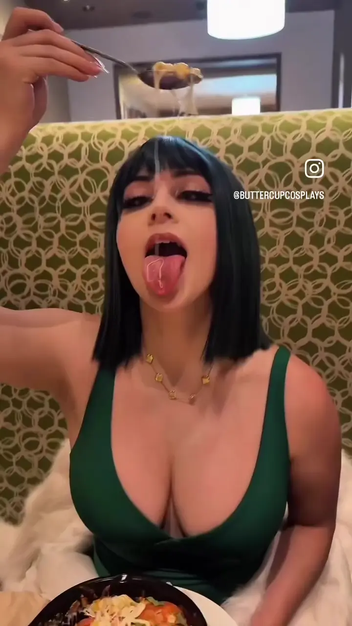 Eating ahegao face